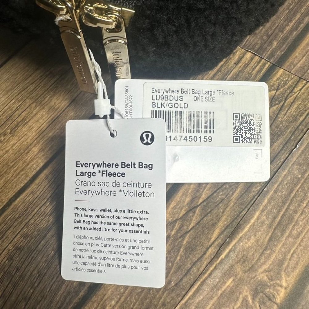 Lululemon Everywhere Belt Bag Fleece Large 2L NWT ONE SIZE (Black Gold) - Picture 13 of 13